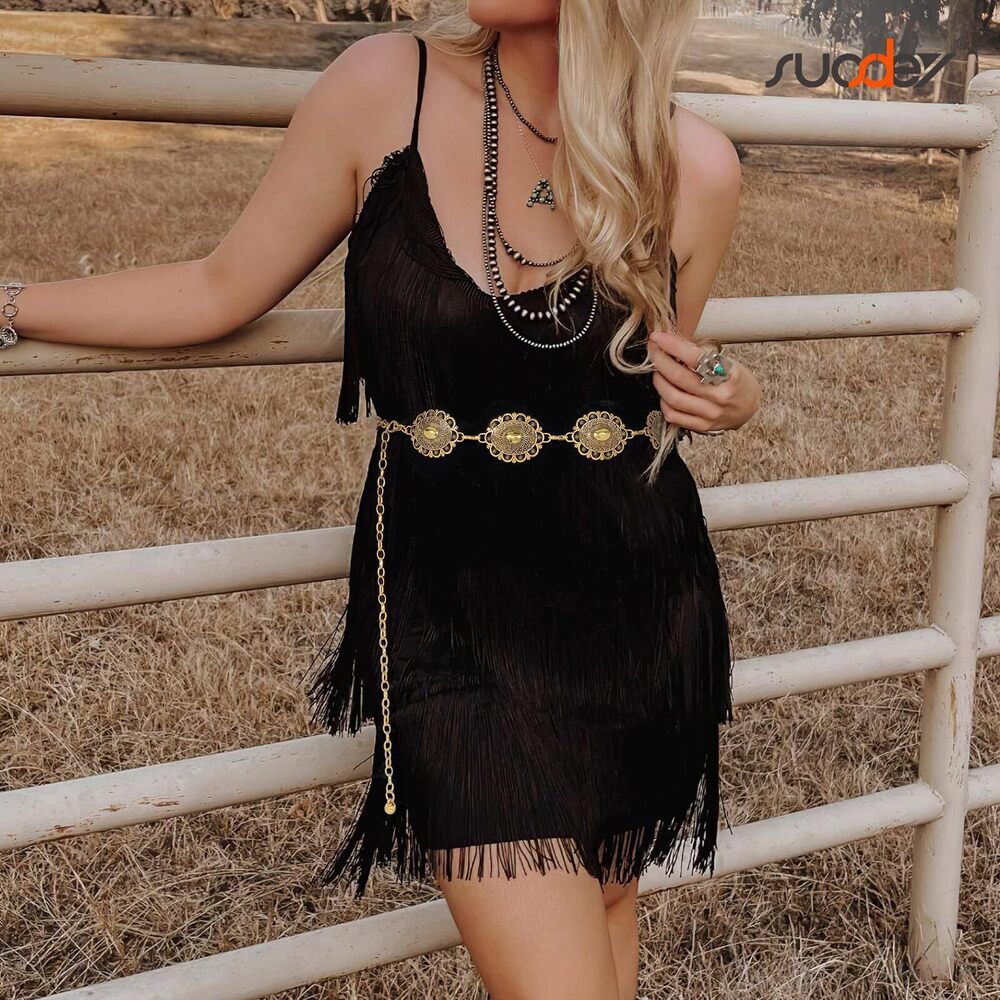 8848 Western Cowgirl Concho Chain Belt For Women Cowboy Metal Waist - Picture 7 of 7